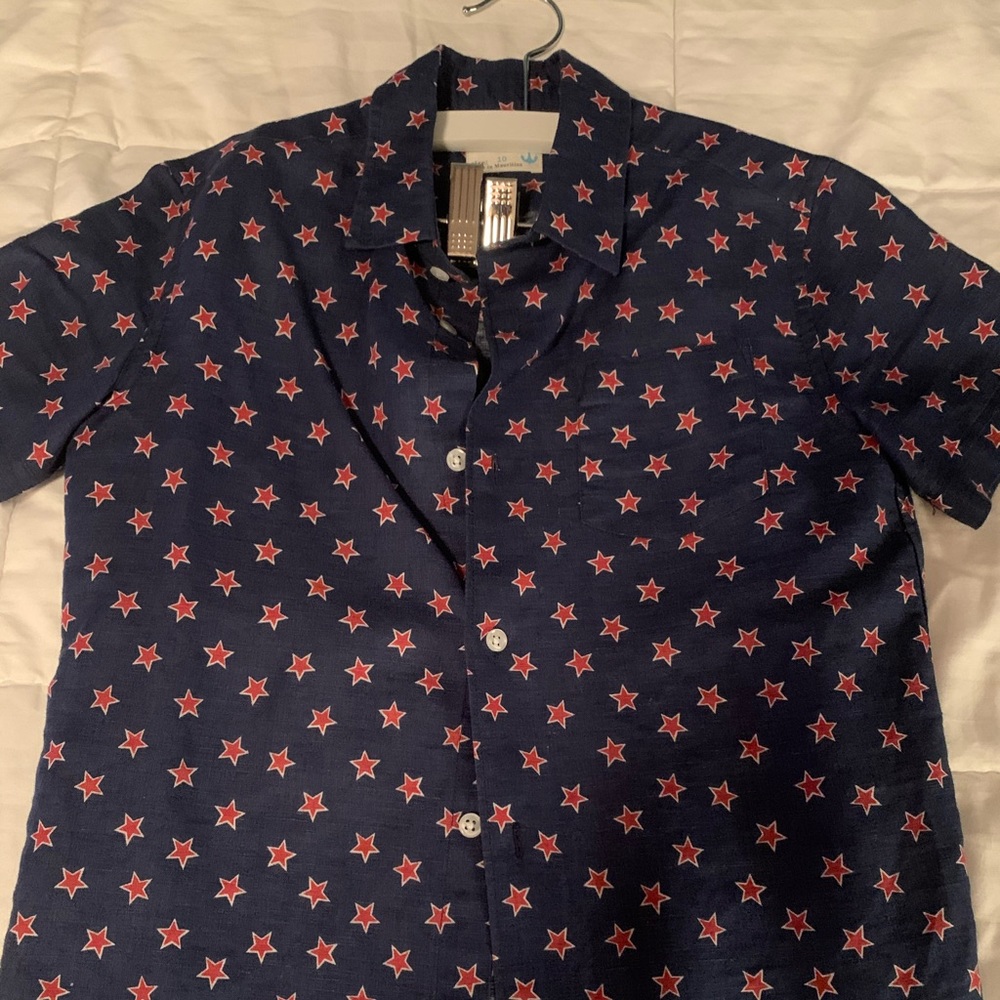 Boys JCrew size 10 EEUC button down red/navy stars